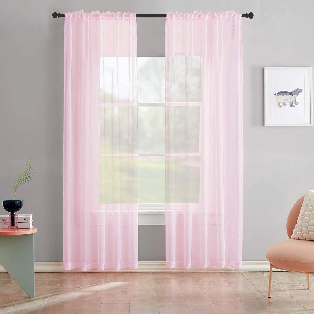 Off White Semi Sheer Curtains 72 Inches Long Faux Linen Off White Sheers Curtain for Bedroom Living Room Girls Kids Room 2 Panels 52x72 Inch Length