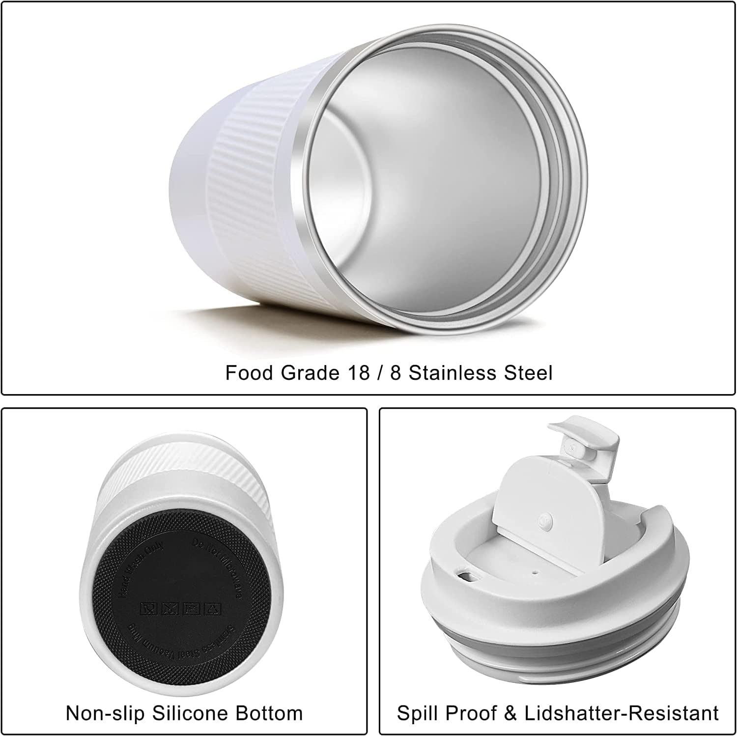 16oz Travel Coffee Mug Spill Proof, Insulated Coffee Mug with Lid, Leakproof Coffee Tumbler, Stainless Steel Vacuum Coffee Cup for Hot/Cold Drinks