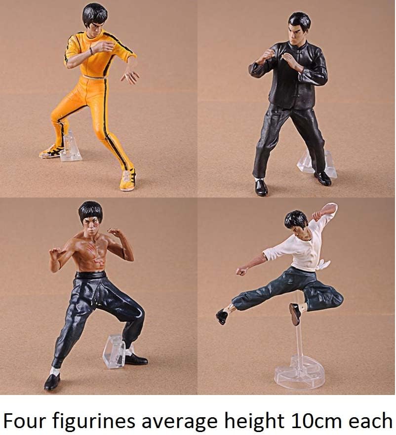 Palmetto Houseares Bruce Lee Figurine 4PCS Collection Set, Average Height of 4 Inch Hard Plastic Resin Figurine