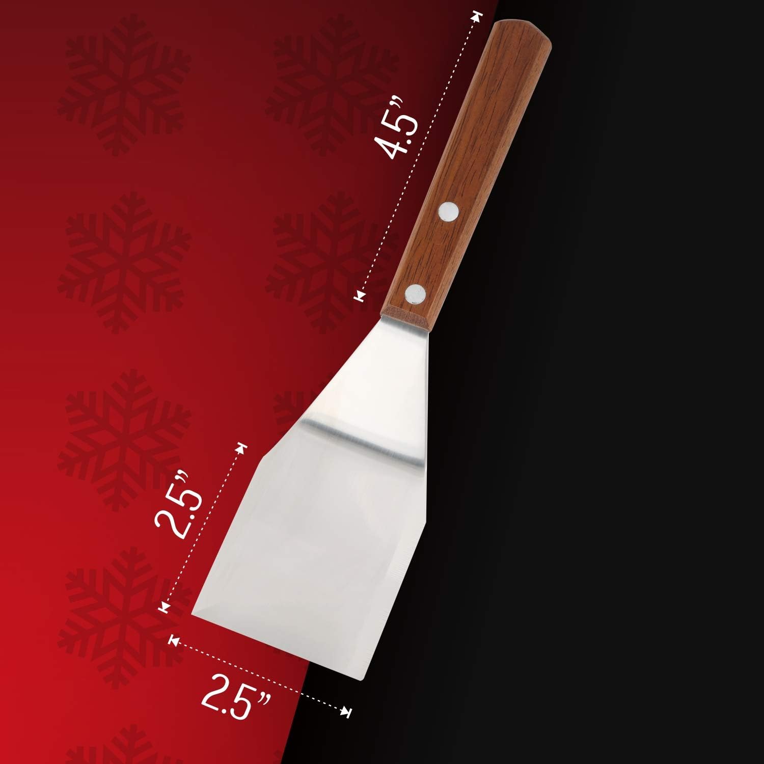 Homi styles Cookie/Brownie Spatula Small Metal Spatula With Merbau Wooden Handle | Heavy Duty Stainless Steel Flipper With Beveled Edges | Small