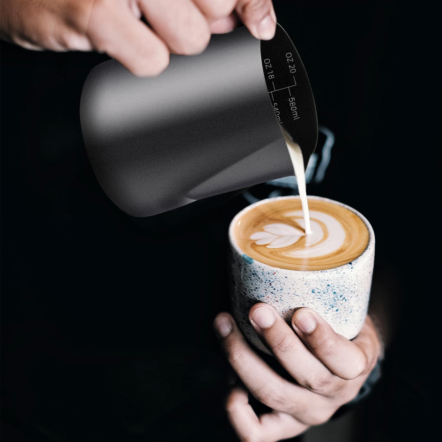 Stainless Steel Espresso Milk Frothing Pitcher - 12OZ/350ML Coffee Milk Frother Cup with Decorating Art Pen for Espresso Machine, Latte Art