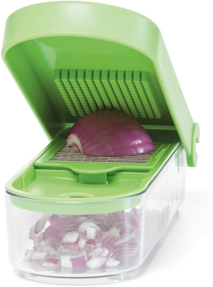 PrepWorks 3-Blade Dice & Slice Chopper – Multi-Function Vegetable and Fruit Cutter, Easy to Use, Stainless Steel Blades, BPA-Free