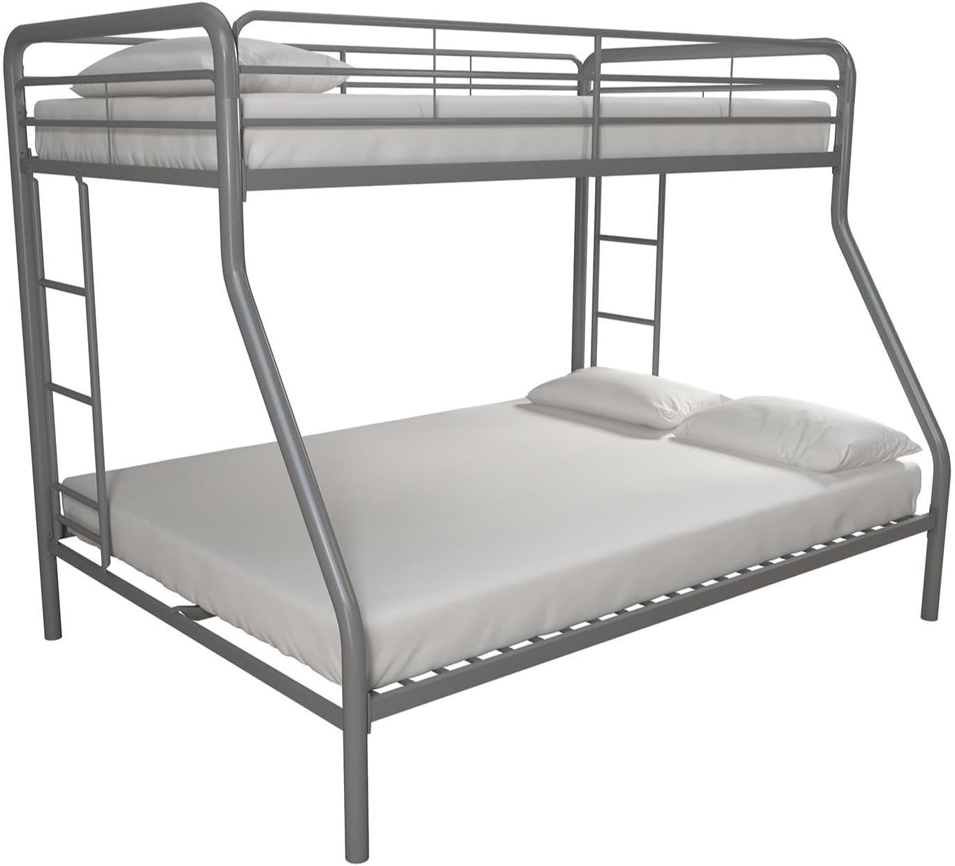 DHP Twin-Over-Futon Convertible Couch and Bed with Metal Frame, Ladder and Guardrails - Black