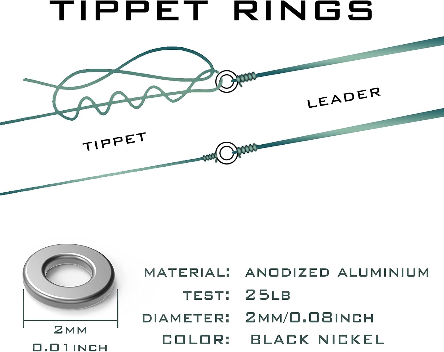 Maxcatch Fly Fishing Tippet Rings, 2.0mm, 100 PCS, for Leader and Tippet Line Connector