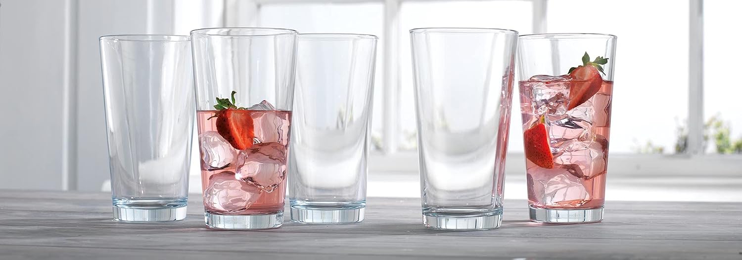 Home Essentials Drinking Glass Set - 10 Highball Glass Cups, 16 Oz. Basic Water Glasses, Beer, Juice, Cocktails, Wine, Iced Tea