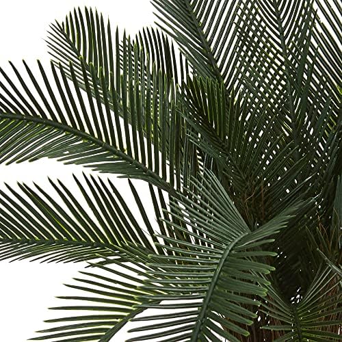 Nearly Natural Artificial, UV Resistant 2’ Cycas Tree (Indoor/Outdoor), Green 28" Dx28 Wx2'H | Premium Realistic-Trunk Voluminous Dark Fronds
