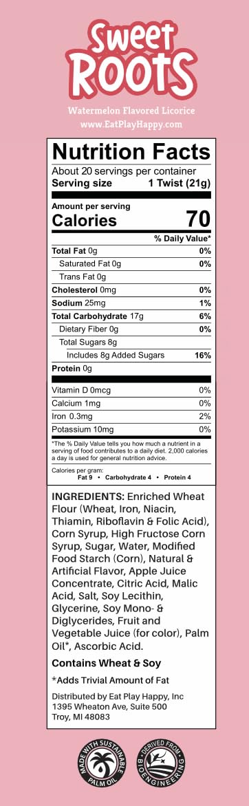 Sweet Roots Black Licorice Twists – 1 Bag (16 oz) – Jumbo Size Candy Sticks | Vegan, Fat Free, Kosher | Soft Gourmet Licorice Candy with Classic Black Licorice Flavor