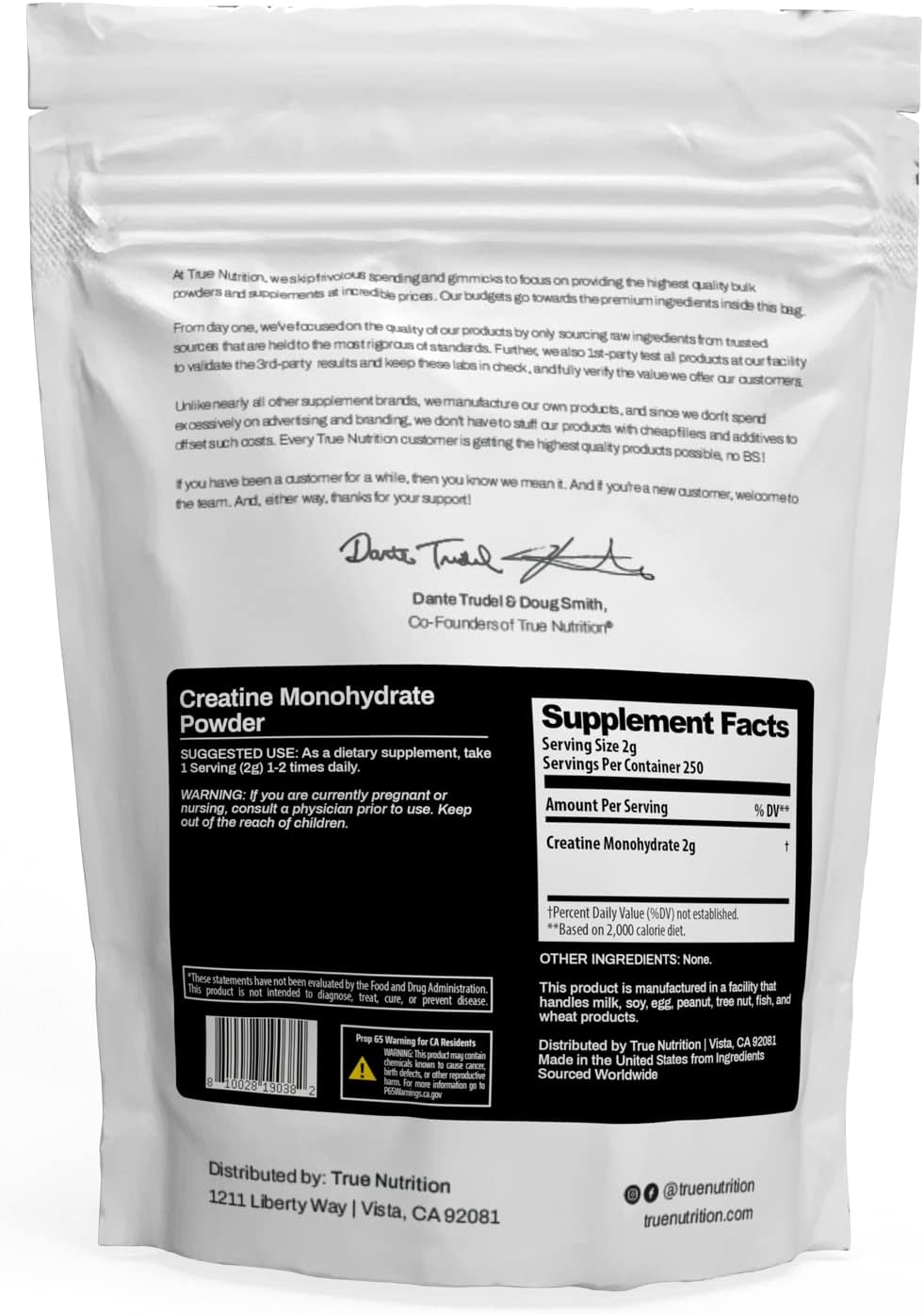 True Nutrition Creatine Monohydrate Powder, 500g | Micronized Creatine, 2g per Serving, Supports Muscle Strength, Power & Recovery, Non-GMO