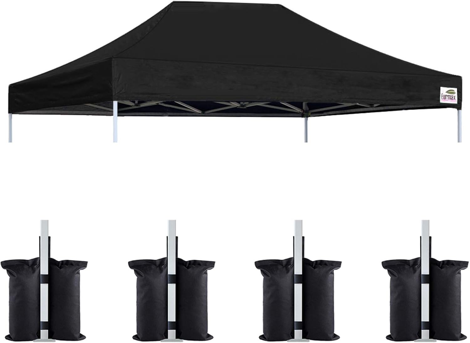 Eurmax USA 10x10 Pop Up Canopy Replacement Top,Universal Instant Canopy Cover ONLY,Heavy Duty UPF 50+ UV Protection,Water & Wind Resistant Tarp,30+ Colors Available,Bonus 4 Sand Bags (White)