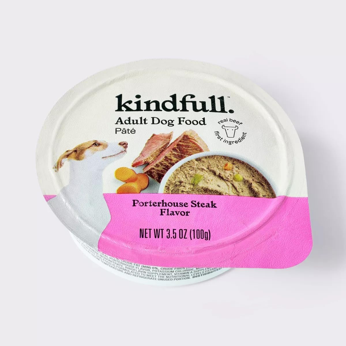 Kindful Porterhouse Beef Steak Flavor Wet Dog Food, Paté Loaf, 3.5 oz