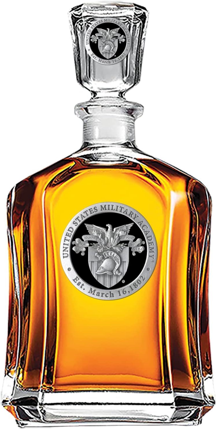 Marines Decanter – Eagle Globe & Anchor | 24 OZ Whiskey Decanter for Liquor with Airtight Stopper | Expertly Crafted Pewter Glass Clear