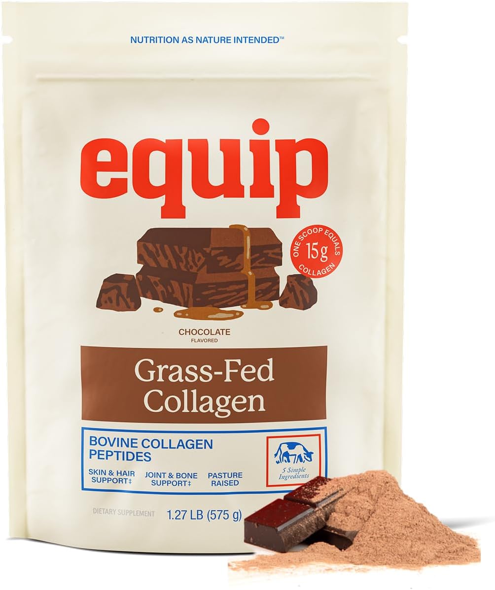 Equip Foods Grass Fed Collagen Powder | Hydrolyzed Bovine Collagen Peptides with Amino Acids | Prime Beef Collagen for Healthy Joints, Skin & Nails | Non-GMO, Paleo Friendly | 30 Servings, Unflavored