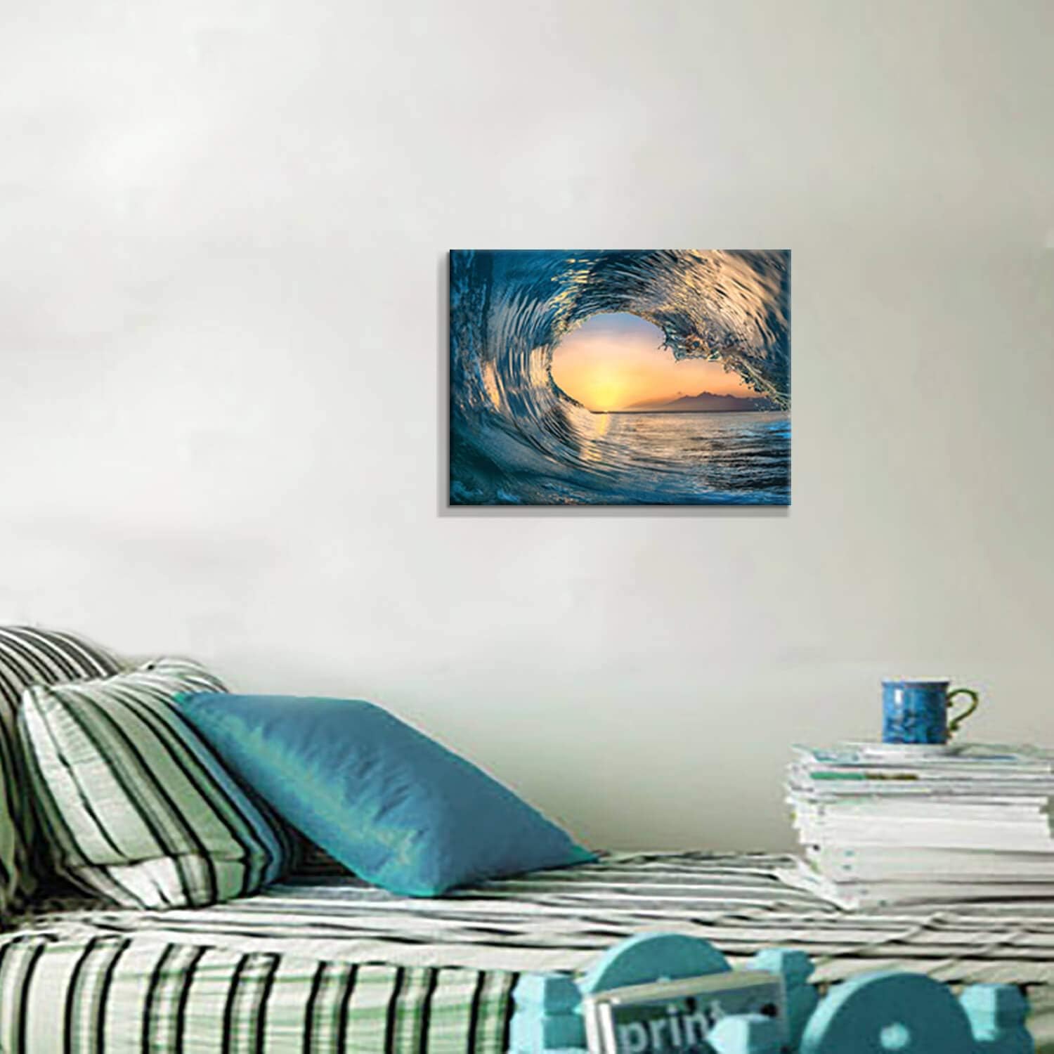 Hardy Gallery Ocean Wave Canvas Wall Art Coastal Decor 16x11 Inch