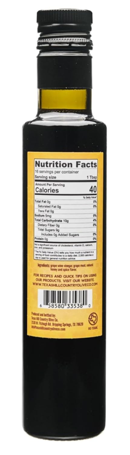 White Lemon Balsamic Vinegar - Gourmet Barrel Aged Infused Balsamic Vinegar - Great for Dressing Dipping Glazing - No Artificial Flavors or Added Sugar - Made in Texas (8.5 oz)