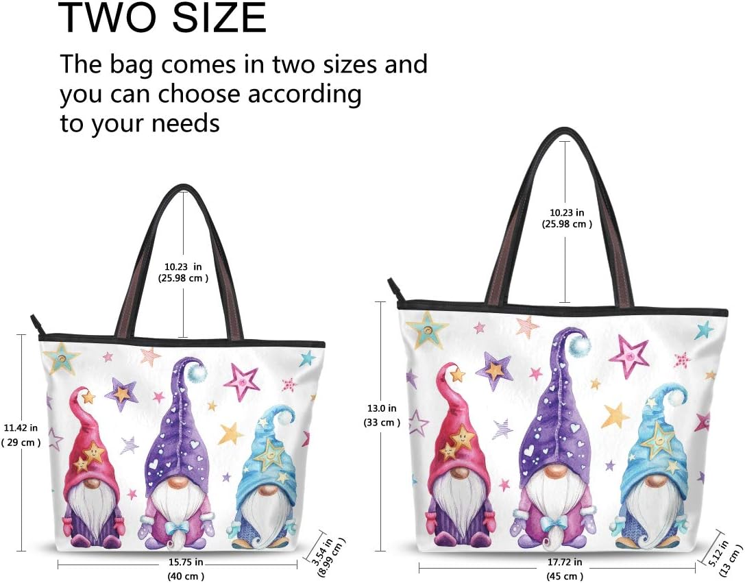 Watercolor Magic Gnomes Stars Handbags and Purse for Women Tote Bag Large Capacity Top Handle Shopper Shoulder Bag