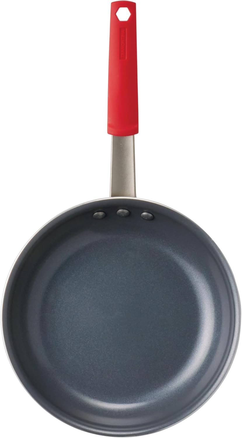 Tramontina Professional 8-Inch Non Stick Small Frying Pan | Heavy-Gauge Aluminum Skillet with Reinforced Nonstick Coating, Red Handle, Dishwasher and Oven Safe, Made in Brazil