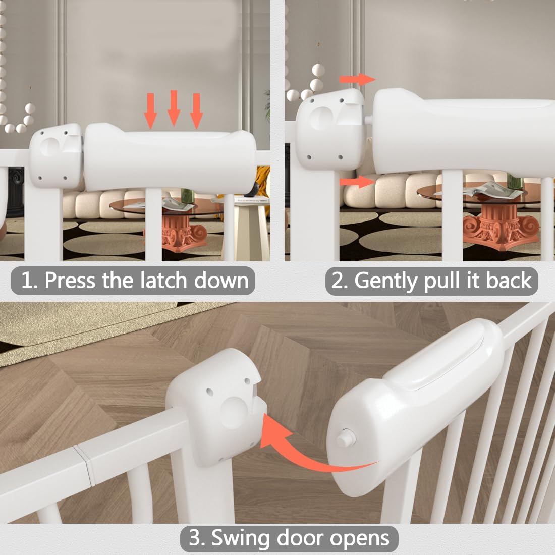 Fairy Baby Extra Wide Baby Gate for Doorways Auto Close Safety Gates for Bedroom, Fits 57.5 Inch to 62 Inch with Pressure Mounted Extention Kit, White | Pressure Mounted No Drill Pet Gate with Door, Heavy Duty Walk-Through Gate for Toddlers, Kids, Dogs,…