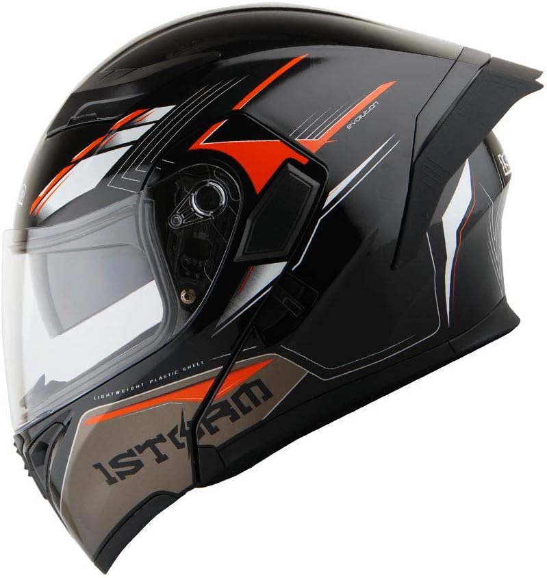 1Storm Motorcycle Modular Full Face Helmet Flip up Dual Visor Sun Shield: HB89