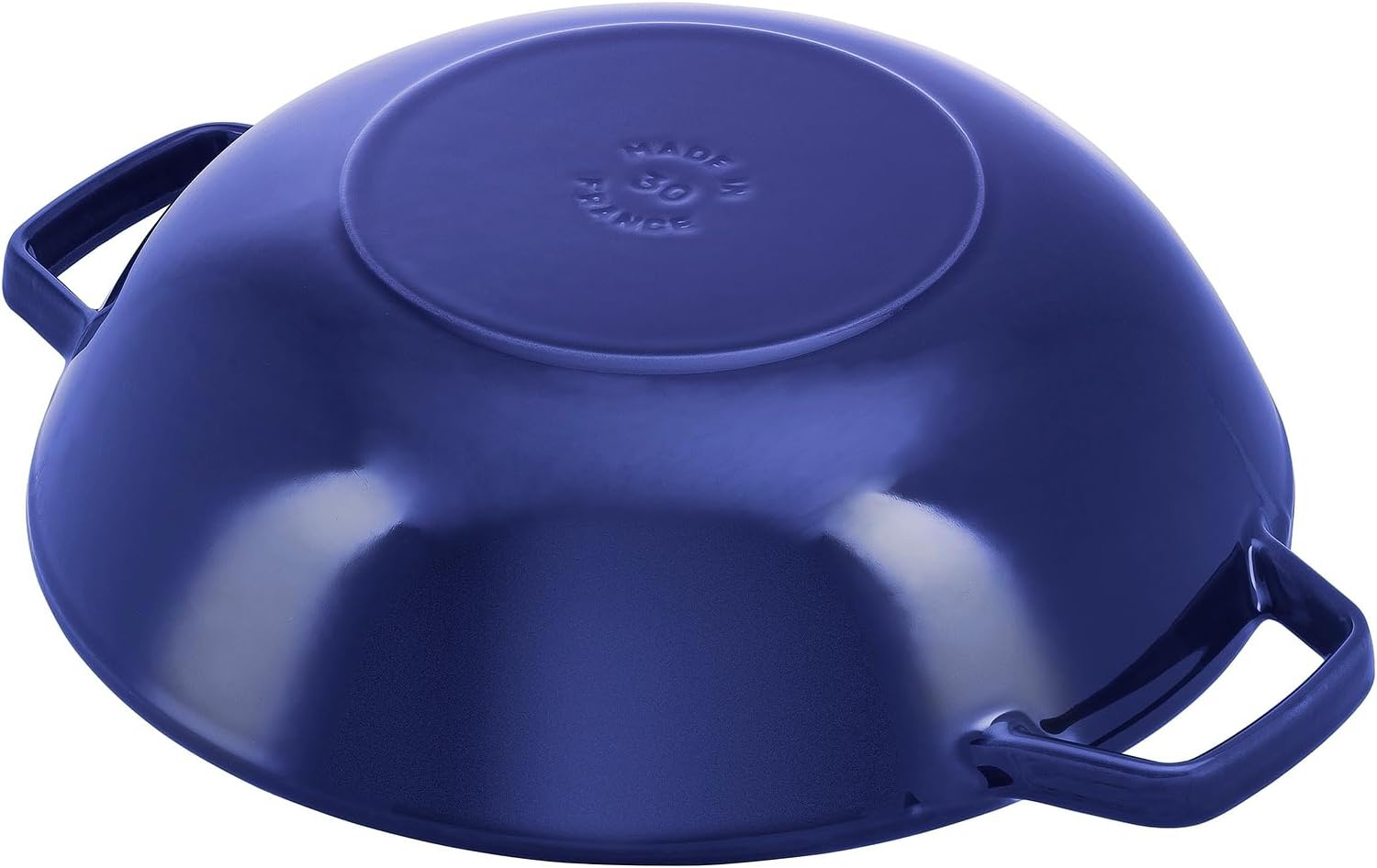 Staub Cast Iron Perfect Pan, Wok, Dutch Oven, 4.5-quart, serves 4-5, Made in France, Dark Blue