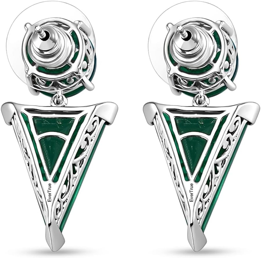 Verde Onyx 24.50 ctw Earrings Pendant in Platinum Plated Steel Necklace 20"