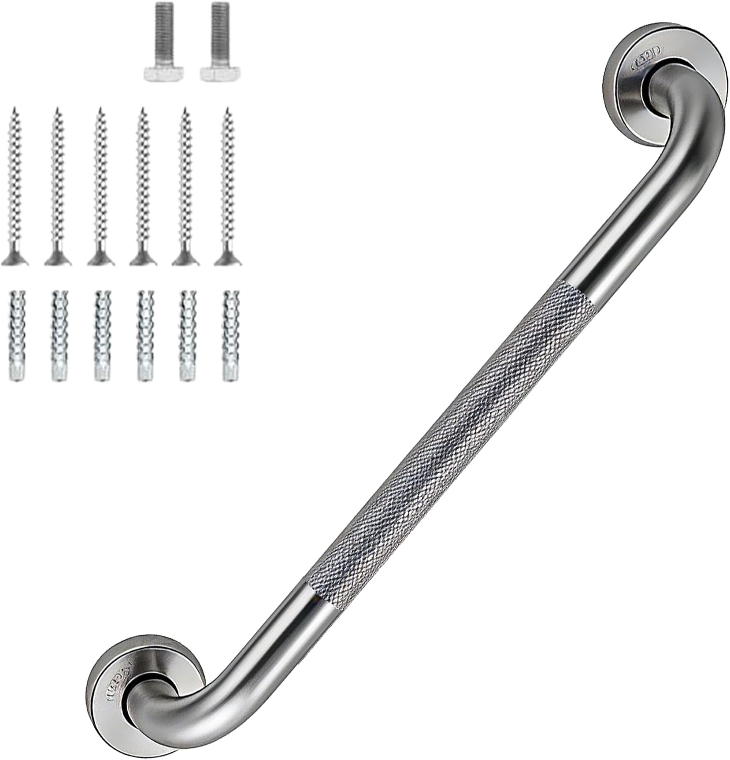 12 Inch Shower Grab Bar 1.25" Dia,Brushed Nickel Anti Slip Bathroom Grab Bar, 304 Stainless Steel Knurled Handicap Grab Bars, Safety Support Handrail,Bath Shower Handle for Elderly Injury Senior