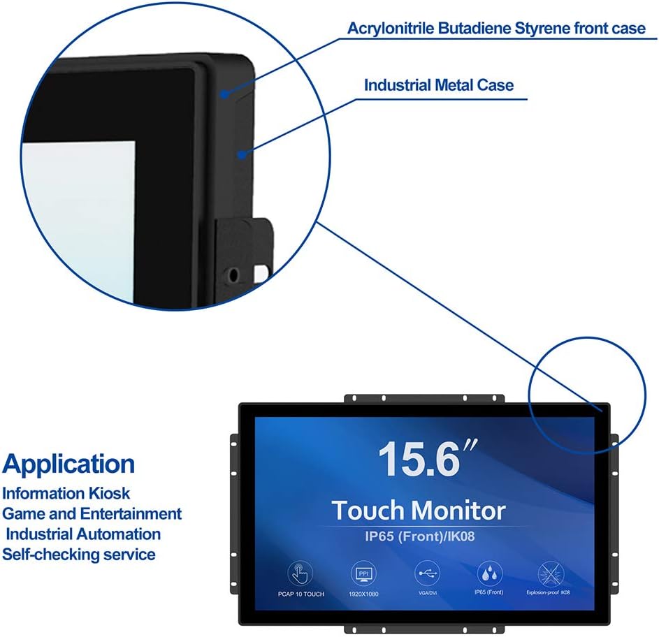 GreenTouch 18.5 Industrial Touch Monitor Open Frame, HDMI/VGA/DVI Interface, Muliti Touch Capacitive Touch Screen Technology