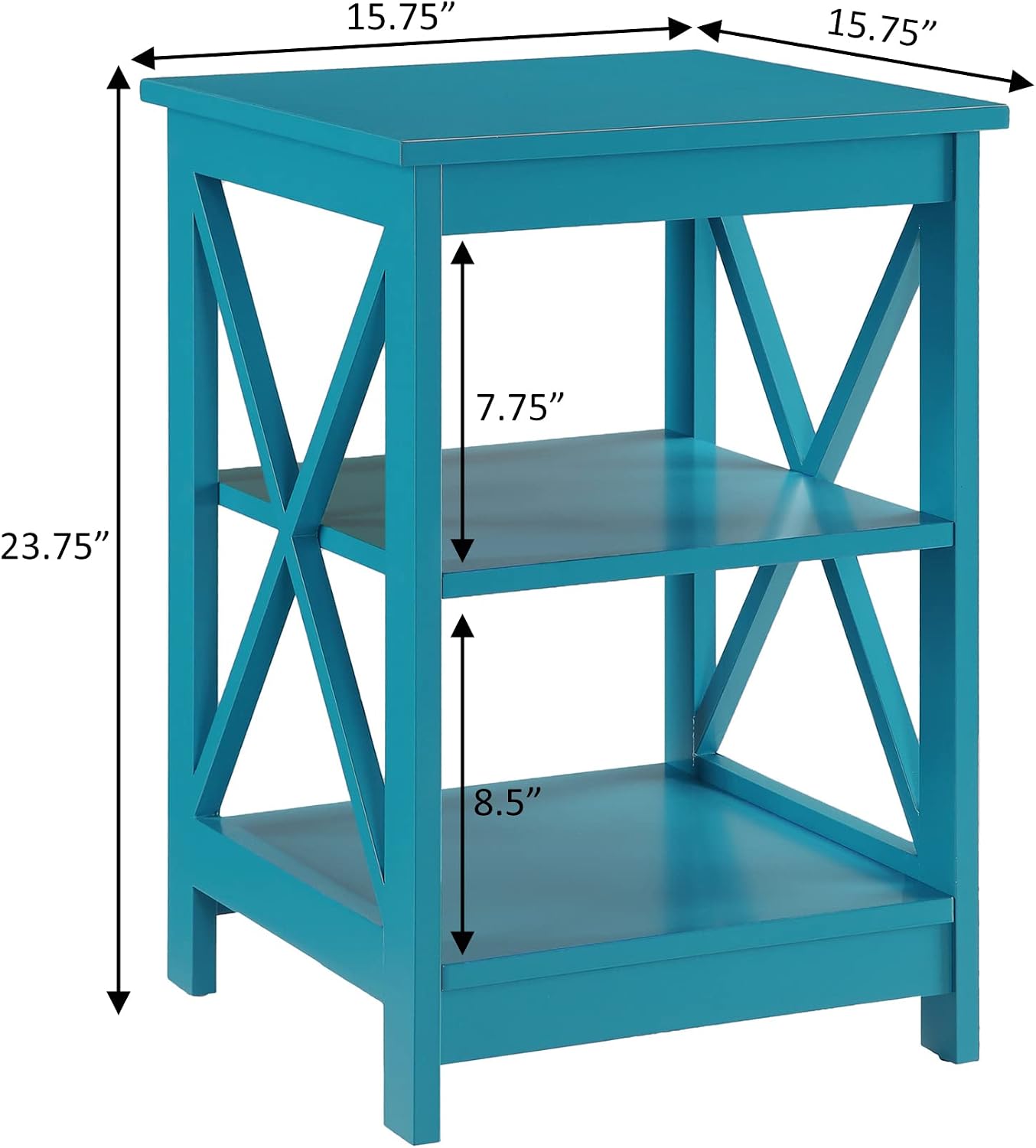 Convenience Concepts Oxford End Table 15.75" - Modern Living Room Table with Storage Shelves, Transitional Nightstand Side Table for Home Decor and Display, Espresso