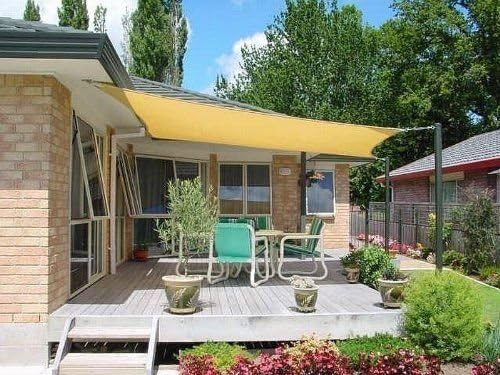 Petra's 20 Ft. X 20 Ft. Square Sun Sail Shade. Durable Woven Outdoor Patio Fabric w/Up to 90% UV Protection. 20x20 Foot. (Desert Sand)