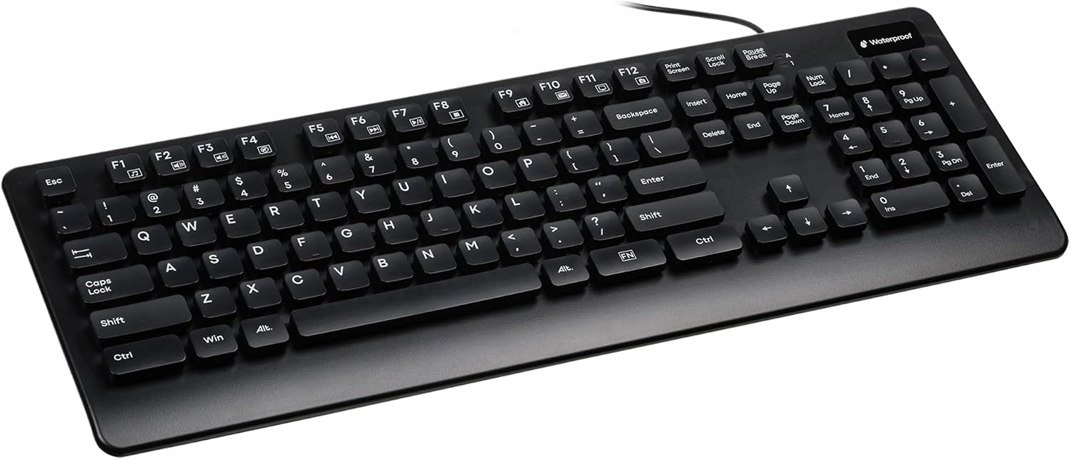 ALT Waterproof Keyboard and Mouse Combo Wired, USB Spill-Resistant Membrane Keyboard with Optical Mouse