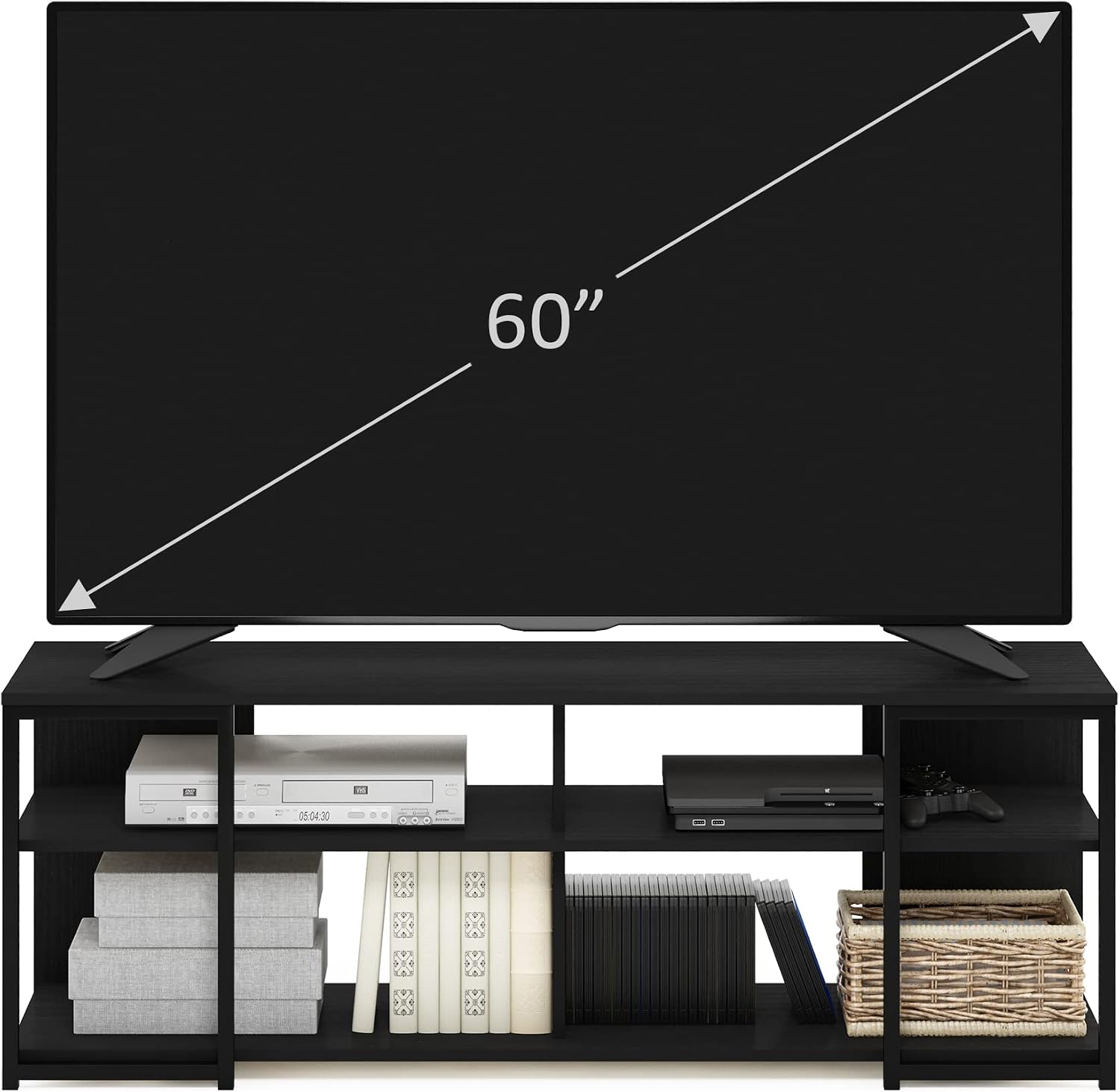 Furinno Fowler Multipurpose TV Stand Bookshelves, French Oak Grey