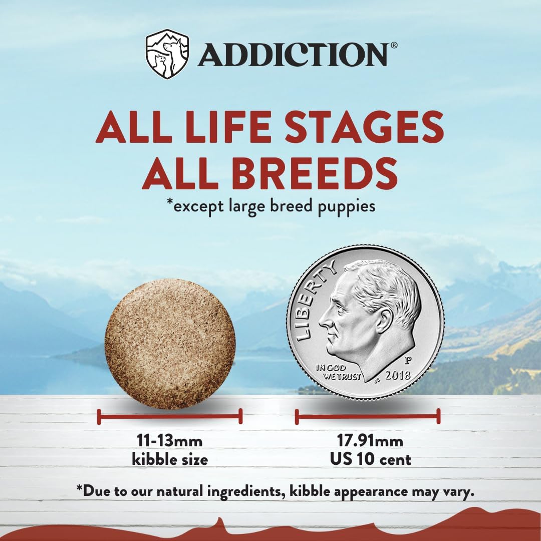 Addiction Viva La Venison Dog Food – Grain-Free Dry Dog Food with Novel Protein & Prebiotics, No Chicken, Beef, or Turkey – Ideal for All Dogs & Puppies – Made in New Zealand 4lb