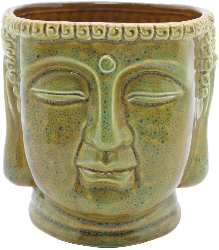 Streamline Imagined Buddha Head Ceramic Planter Pot