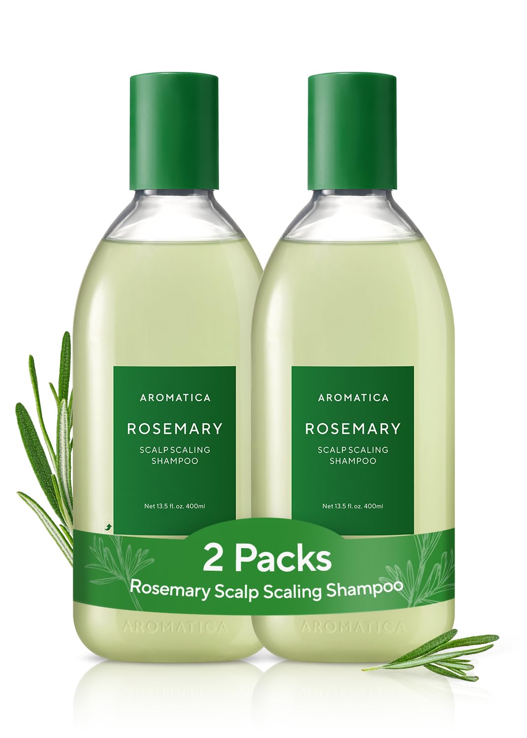 AROMATICA Rosemary Scalp Scaling Shampoo for Hair Growth | Korean Hair Care for Thinning Hair & Hair Loss, Natural Essential Oil, Vegan, Sulfate Silicone Paraben Free (13.53 oz)