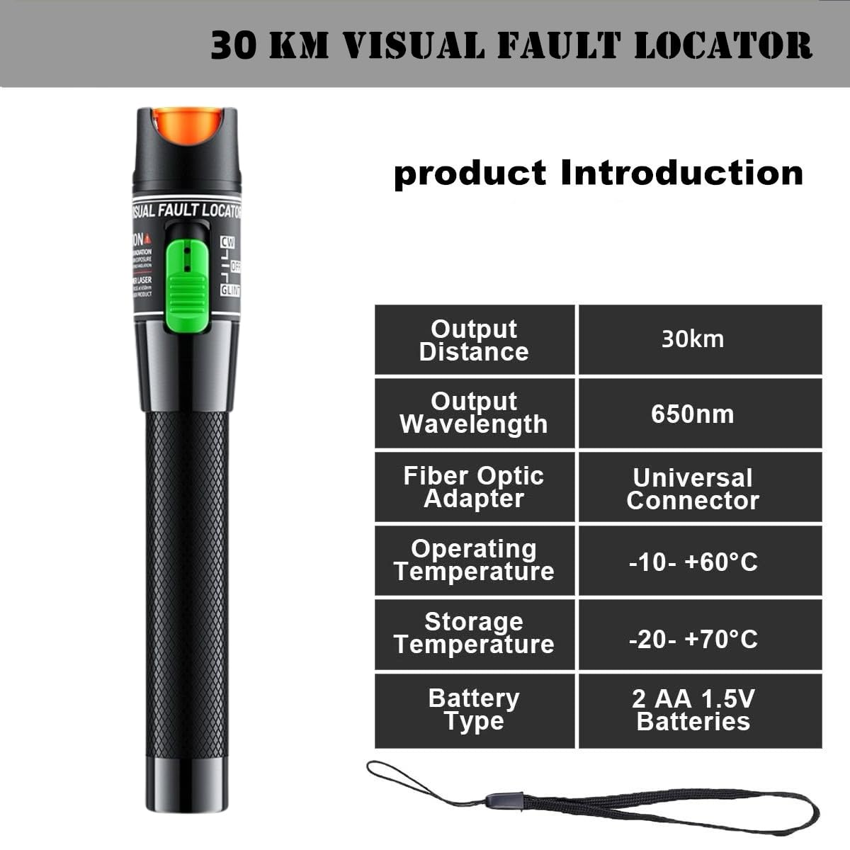 Visual Fault Locator, Fiber Optic Cable Tester Meter