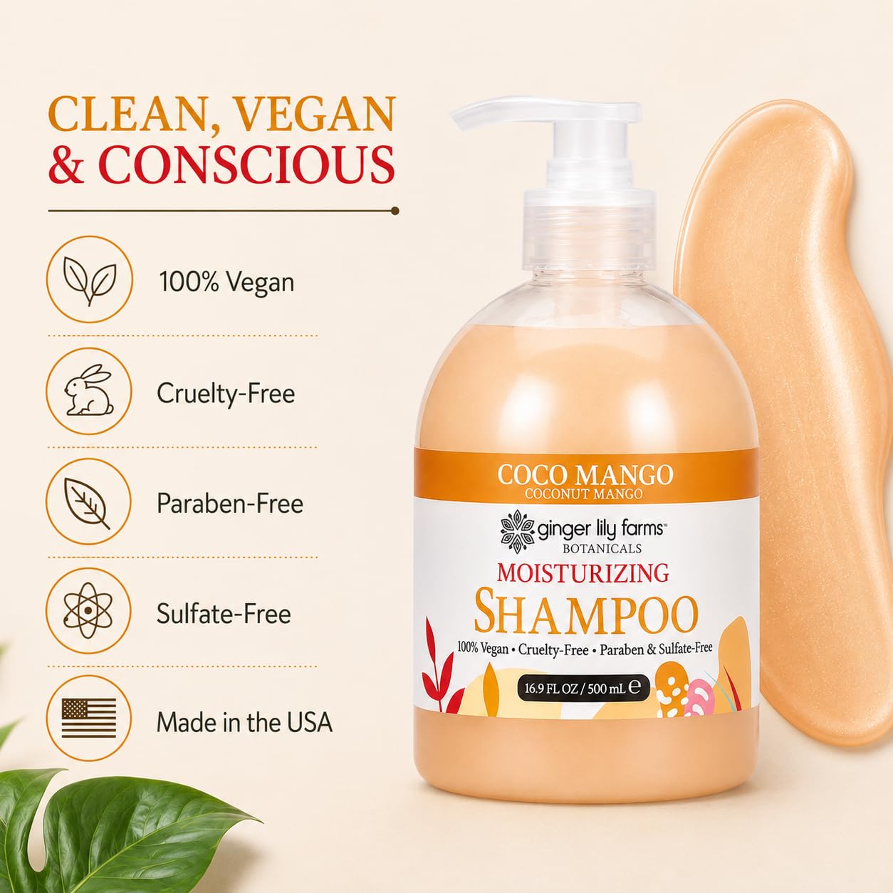 Ginger Lily Farms Botanicals Moisturizing Shampoo for All Hair Types, Coco Mango, 100% Vegan & Cruelty-Free, Coconut Mango Scent, 1 Gallon (128 fl oz) Refill | for Hands, Body & Hair, Moisturizing Wash, Salon Wash, Spa Cleanser, Salon & Spa Essentials, M…