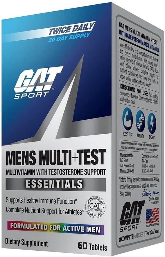 GAT SPORT Men's Multi Plus Test, 150 Tablets (75 Servings) | Men's Multivitamin with Tribulus, Vitamin B12, Zinc, ALA for Testosterone Support