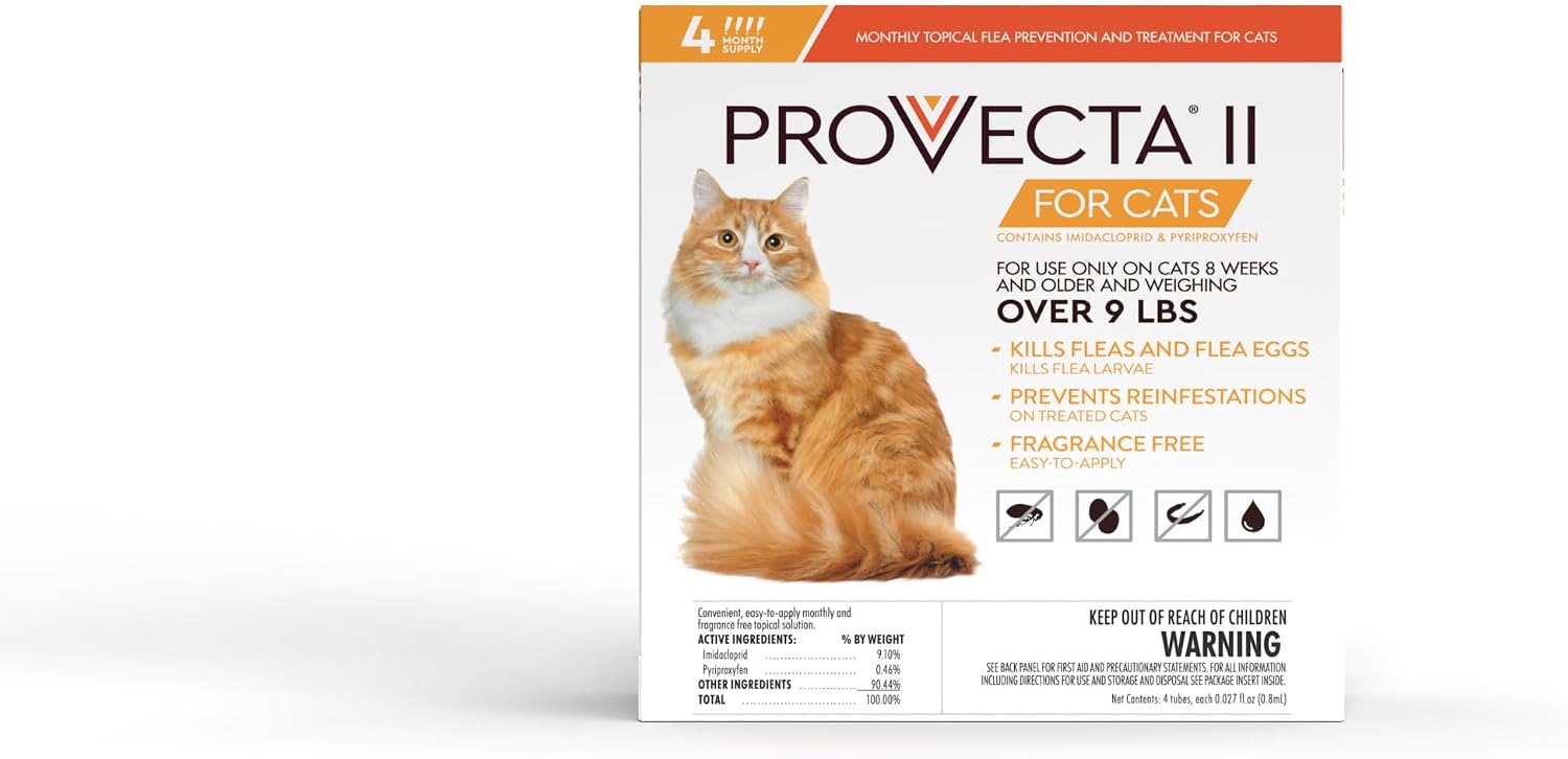 PROVECTA® II for Large Cats (Over 9 lbs) Flea Topical Treatment, 4-Month Supply