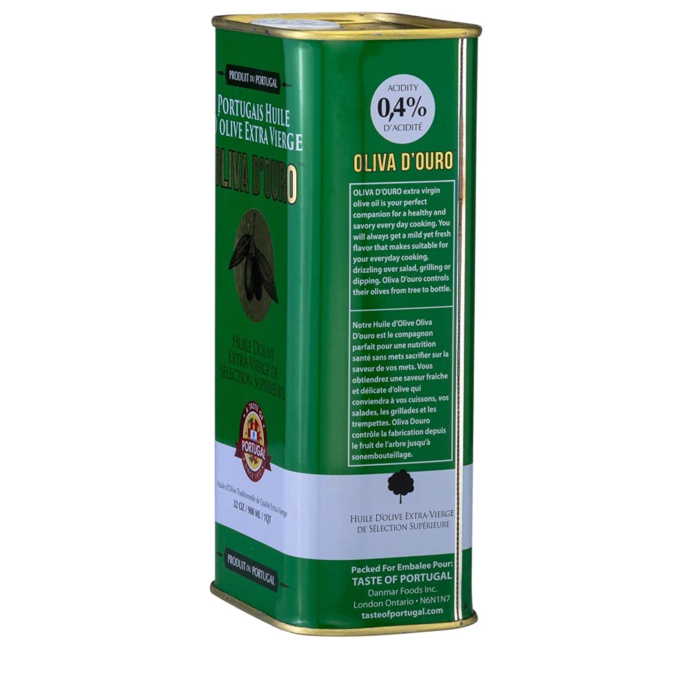 A Taste of Portugal Organic Olive Oil | Extra Virgin Olive Oil | Light and Fruity Portuguese Olive Oil | 32 OZ Tin