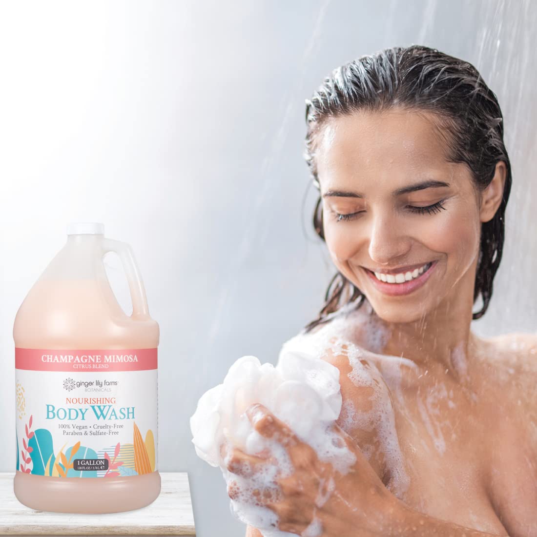Ginger Lily Farms 1 gal Nourishing Body Wash, Citrus Blend Scent | for Hands, Body & Hair, Moisturizing Wash, Salon Wash, Spa Cleanser, Salon & Spa Essentials, Manicure & Pedicure Supplies