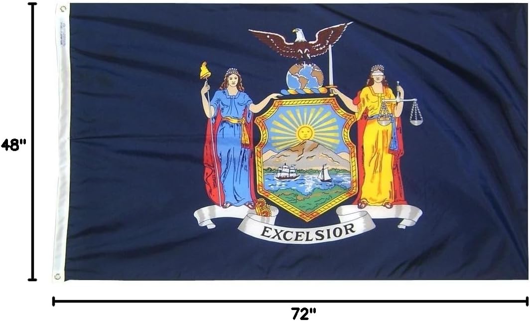 Annin Flagmakers New York State Flag USA-Made to Official State Design Specifications, 3 x 5 Feet (Model 143860) | USA-Made to Official State Design Specifications