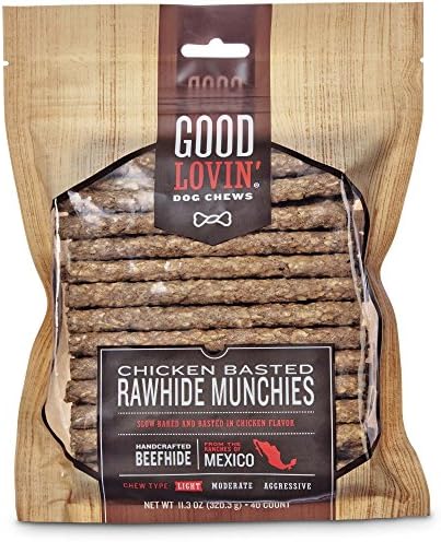 Good Lovin' Chicken Basted Rawhide Munchie Dog Chews, Pack of 40, 11.3 OZ