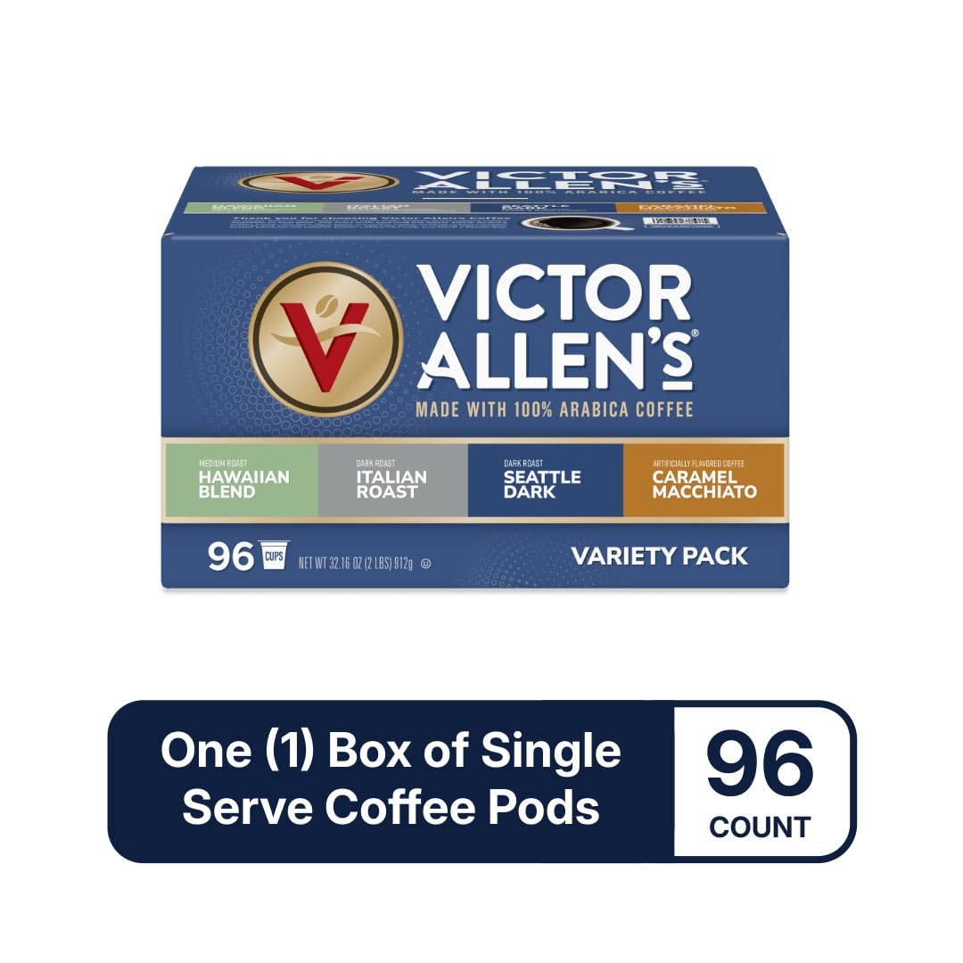 Flavored & Unflavored Coffee Variety Pack for K-Cup® Keurig 2.0® Brewers, 96 Count Victor Allen’s Coffee® Single Serve Coffee Pods