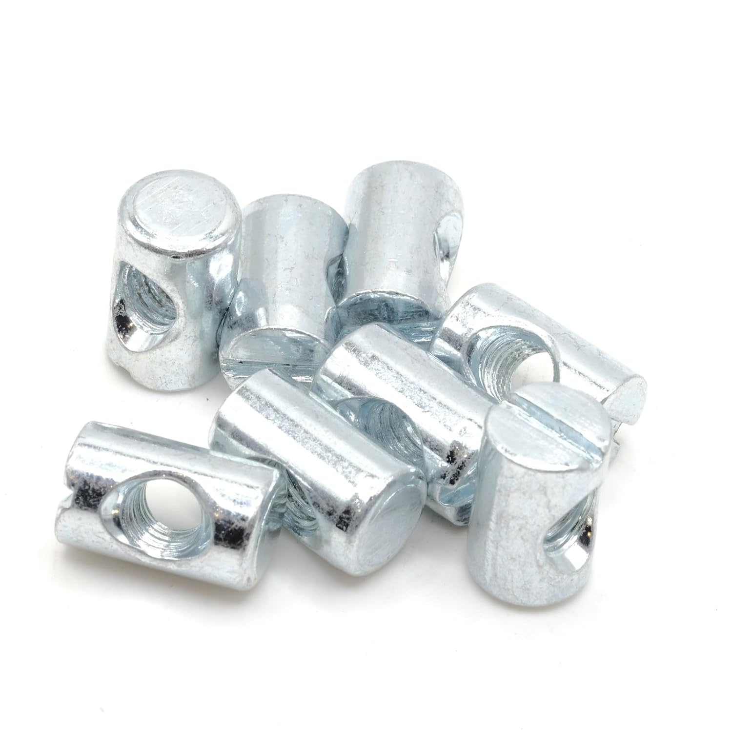 ReplacementScrews Cross Dowel Barrel Nuts Compatible with IKEA Part 104895 | (SLAKT Bed Frames, etc), Zinc Plated - Symmetric, Pack of 8