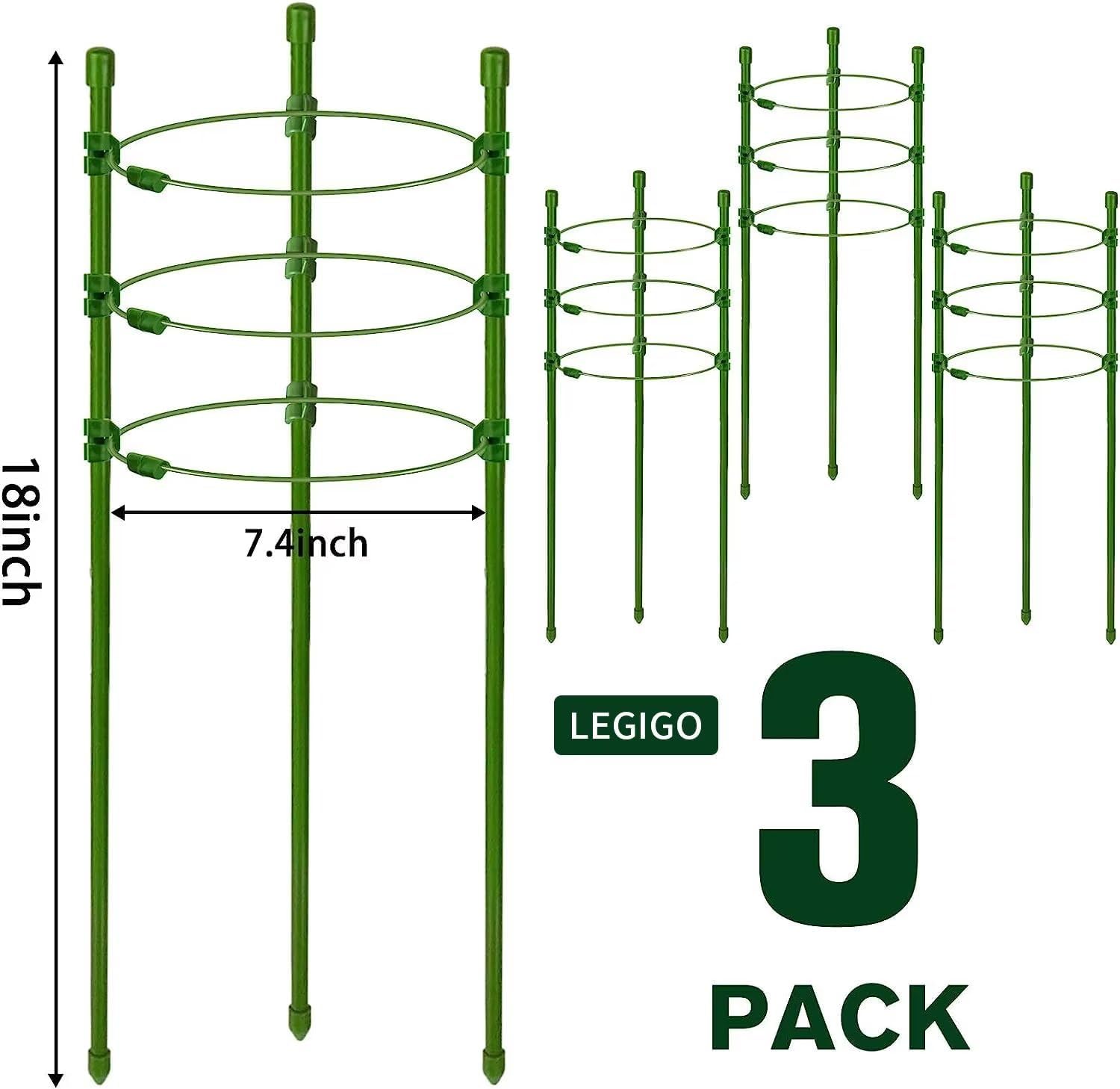 Legigo 3 Packs Plant Support Cages Tomato Cage for Garden- 18 Inch Adjustable Garden Cucumber Trellis Plant Stakes