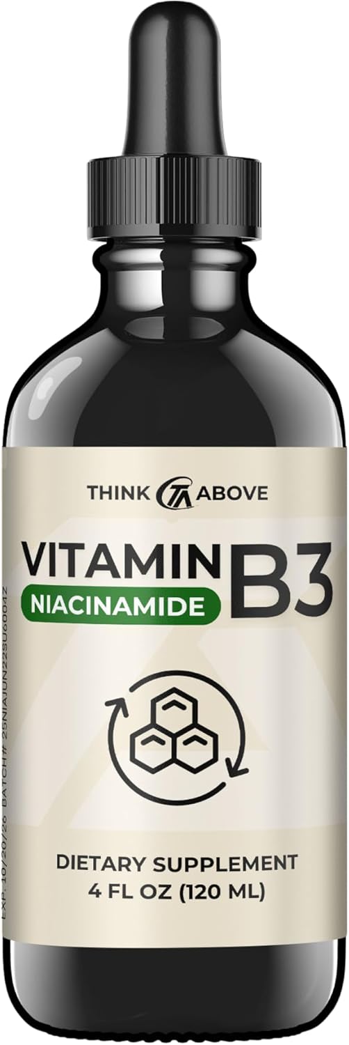 Think Above Vitamin B3 Niacinamide Liquid - Non Flush Form of B3 Niacin - Convenient Vitamin B3 Niacinamide Drops for Women and Men - Easy to