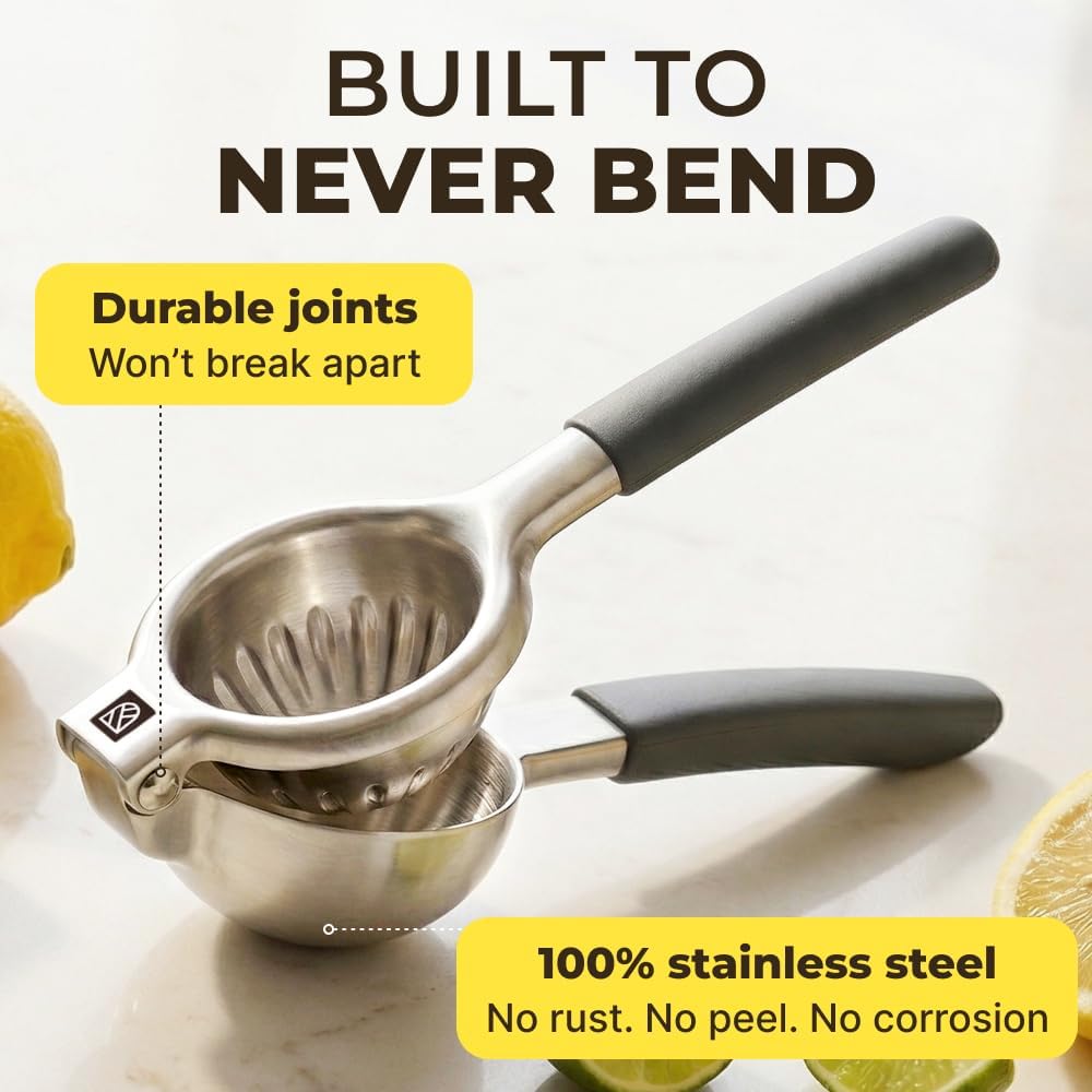 Large Lemon Squeezer Stainless Steel Press - Non-Slip Grip, Heavy Duty, Manual Design - Effortless Pro-Grade Lemon, Lime, Orange