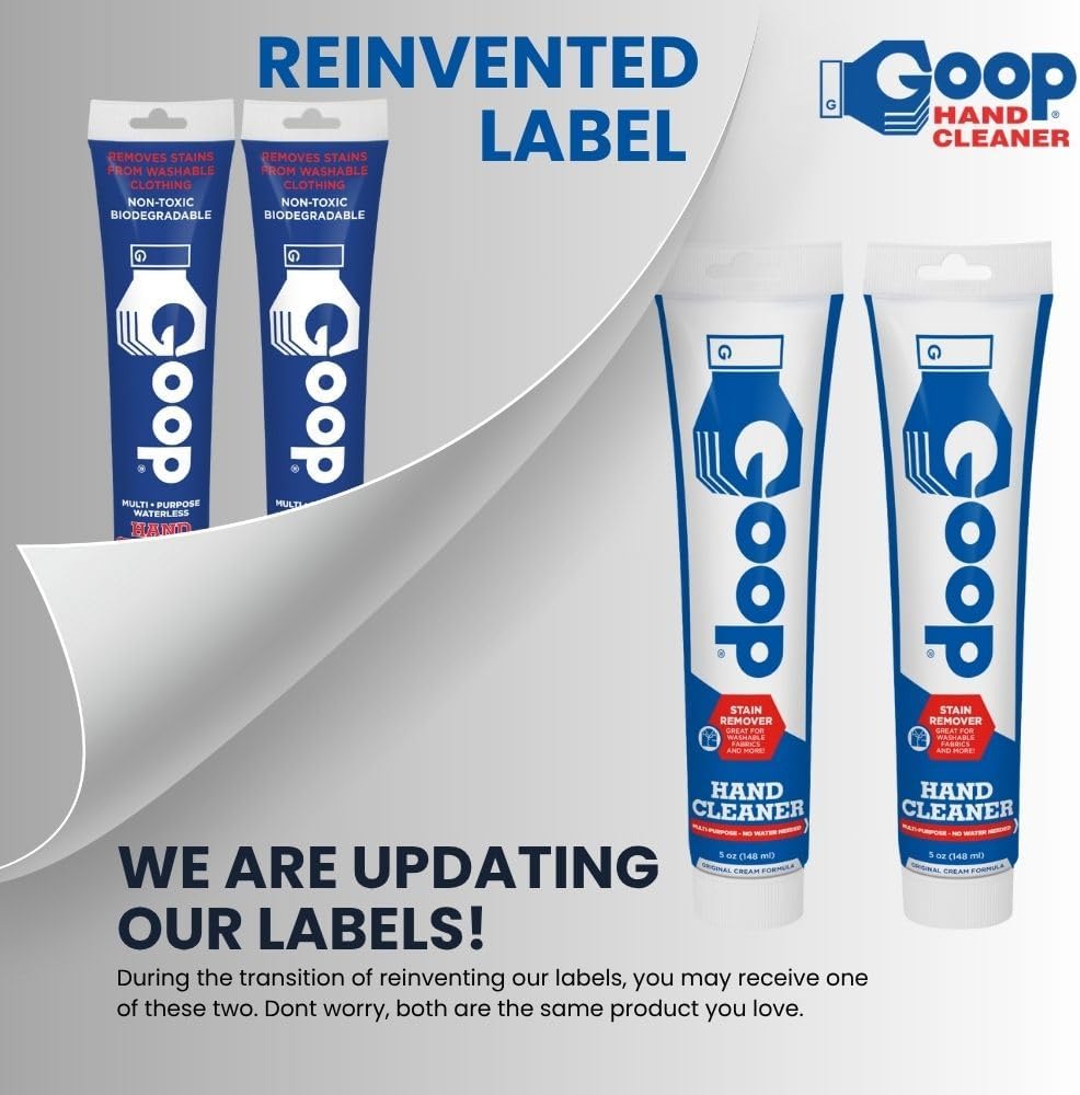 GOOP Multi-Purpose Hand Cleaner- Waterless Hand Degreaser, Laundry Stain Remover - NonToxic and Biodegradable Cleaner Remove Dirt, Oil, Paint, Ink, and Clothes Stains Original, 14oz Pack of 1