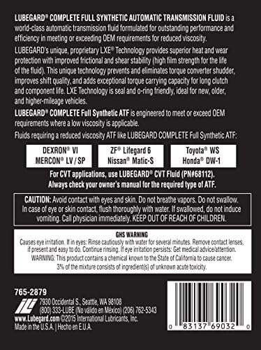 Lubegard 69032 Complete Full Synthetic Automatic Transmission Fluid, 32 oz.