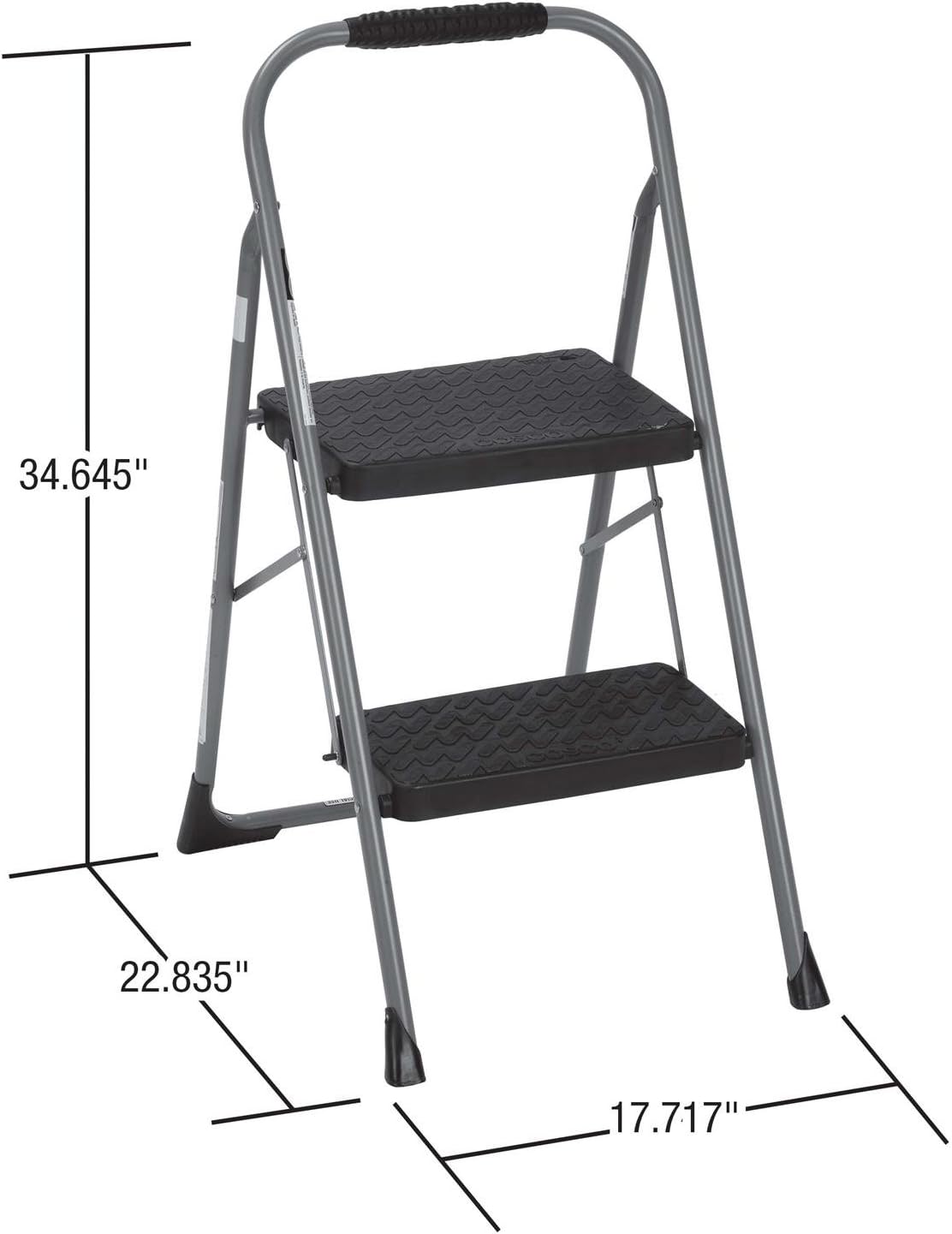 Cosco 11408PBL1E Three Step Big Step Folding Step Stool with Rubber Hand Grip, Grey