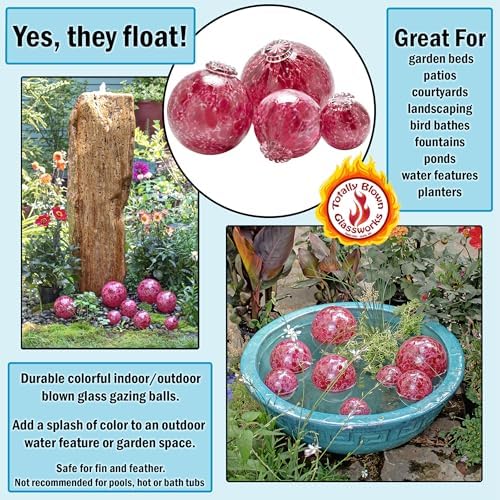 Totally Blown Glassworks Pond Float. Handmade Blown Glass, Garden Gazing Ball, Table Centerpiece